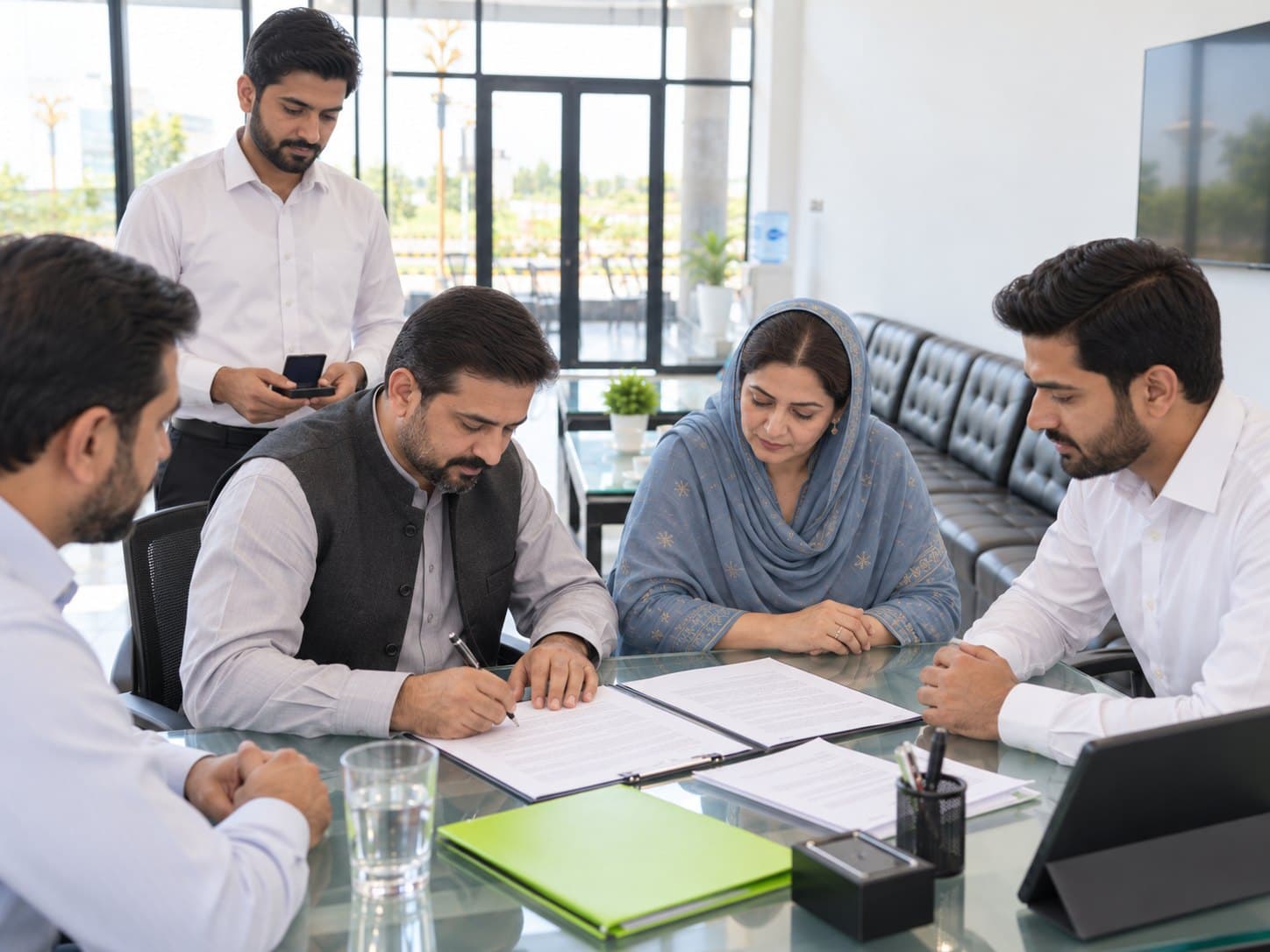 Signing & witness at the Prime Builders office